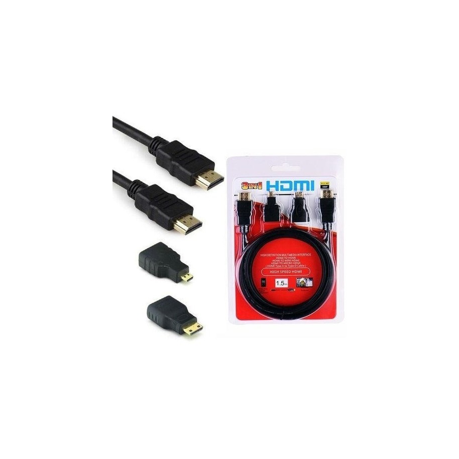 Cable Hdmi 3 En 1 Adaptadores Mini Hdmi & Micro Hdmi 1.5Mts Sm-C7820