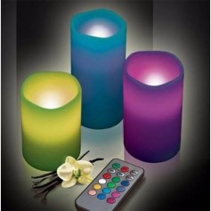 Kit 3 Velas Multicolor Led Control Remoto Efectos Luz