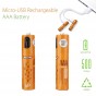 Pilas AAA Recargable Smartoools Con Cable Micro Usb 1.2v 5v 80mAh