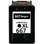Cartucho Hp Alternativo 667 Xl Negro Global 21 Ml