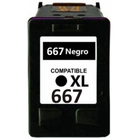 Cartucho Hp Alternativo 667 Xl Negro Global 21 Ml