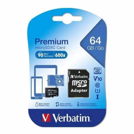 Memoria Micro Sd 64Gb Clase 10 Verbatim Premium microSDXC Card