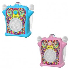 PARLANTE KARAOKE KANJI KIDS AZUL CON DOS MICROFONOS LUCES LEDS NIÑOS BLUETOOTH PENDRIVE KJ-KARKIDS