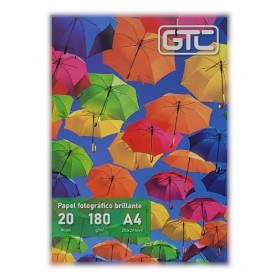 Papel Fotografico Brillante 180gr A4 20 Hojas GTC