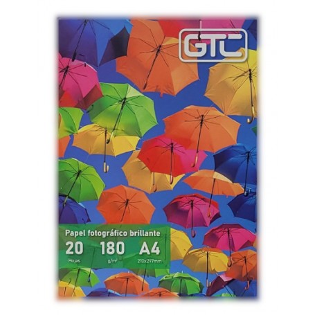Papel Fotografico Brillante 180gr A4 20 Hojas GTC