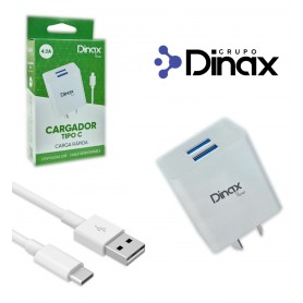 Cargador Para Celular Tablet 2 Entradas Usb Con Cable Usb-C Dinax Dx-Car-4.2-Tc