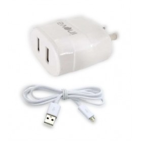 Cargador Para Celular Carga Rapida Con Cable Micro Usb V8 De 1mt & 2 Puertos Usb Inova Car-2052a