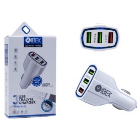 Cargador Usb 12v Para Auto Ibek A-01 3 Puertos Usb