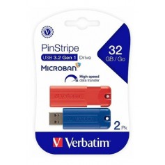 Pen Drive Verbatim 32gb Pack De 2 PinStripe Usb 3.2