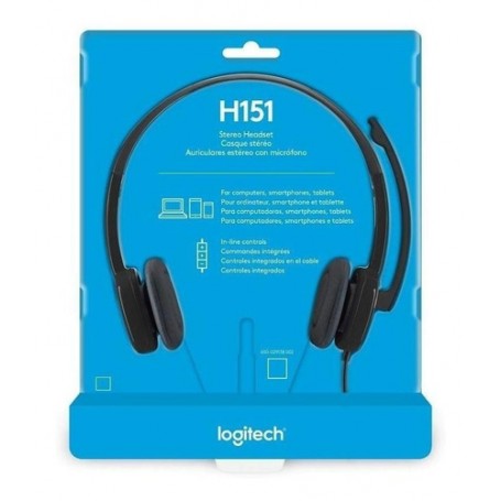 Auricular Vincha Headset Logitech H151 Micrófono Pc Ps4 Unipin 3.5Mm