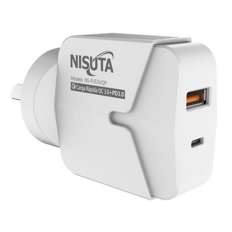 Cargador Carga Rápida 5v 3a 1 Puerto Usb + Puerto Usb-C 20w Puerto PD Qc3.0 Nisuta Qc3.0 Ns-Fu53uqp