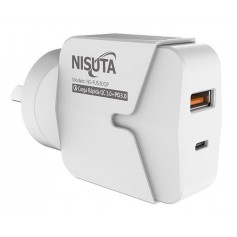 Cargador Carga Rápida 5v 3a 1 Puerto Usb + Puerto Usb-C 20w Puerto PD Qc3.0 Nisuta Qc3.0 Ns-Fu53uqp