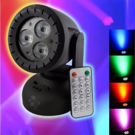 Cabezal Movil 3 Led 6W Rgb Rotativo Audioritmico Control Parlante Sd Usb Dj Efecto