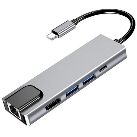 Hub Usb-C 5 En 1 Seisa Byl-2007 Para Mac Windows Usb-C Hembra Usb 3.0 Usb 2.0 Hdmi Utp Ethernet