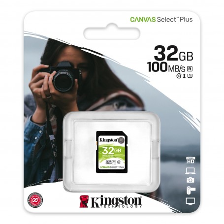 Memoria SD 32gb Clase 10 Canvas Select Plus 100mb/s Kingston