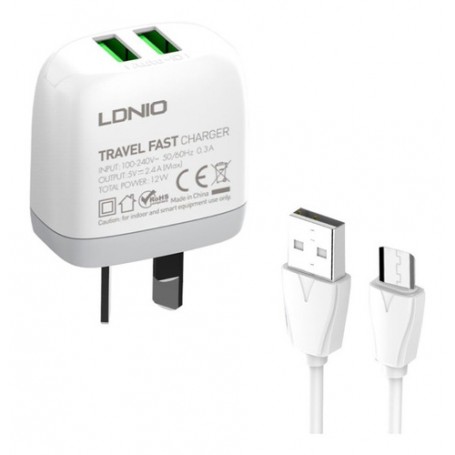 Cargador Para Celular Carga Rapida Con Cable Micro Usb V8 1mt Ldnio Ls-A2219