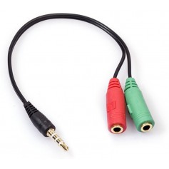 Cable Adaptador 2 Mini Plug Auxiliar Hembra A 1 Mini Plug Auxiliar Macho 3.5mm Para Consolas