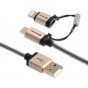 Cable Usb Lightning Micro Usb V8 De Carga & Datos Mallado Metalico Verbatim 2 En 1 120cm 99218