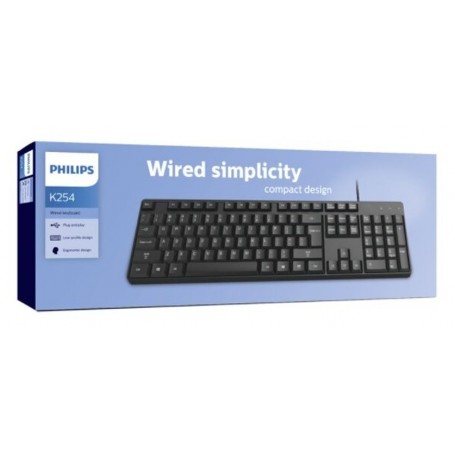Teclado Con Cable Ergonomico Philips K254 Español