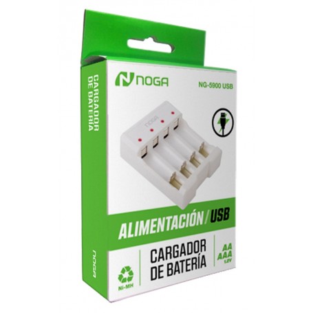 Cargador De Pilas Recargables Noga 4 Pilas Aa-Aaa Ng-5900