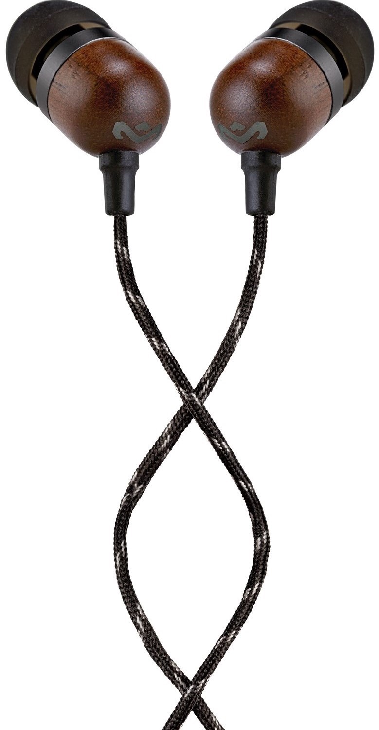 Auriculares Con Cable Mallado En Tela Cabezal De Madera Manos Libres House  of Marley Smile Jamaica Em-Je041 Negro