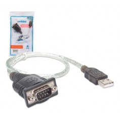 Cable Usb A Serial DB9M 45cm Manhattan Mallado Transparente