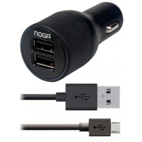 Cargador 12v Para Auto Con Cable De Carga Micro Usb V8 2 Puertos Usb 2.1a Noga Car Usb 20