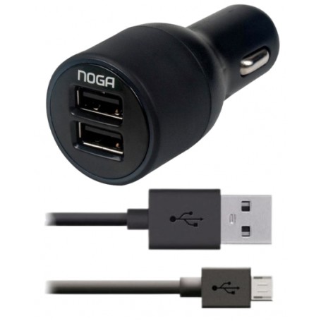 Cargador 12v Para Auto Con Cable De Carga Micro Usb V8 2 Puertos Usb 2.1a Noga Car Usb 20