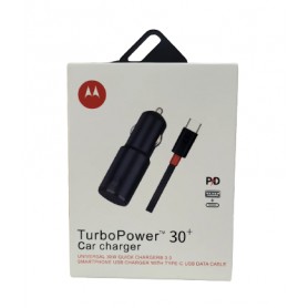 Cargador Auto 12v Motorola Turbo Power 30w Usb Tipo C + Cable C