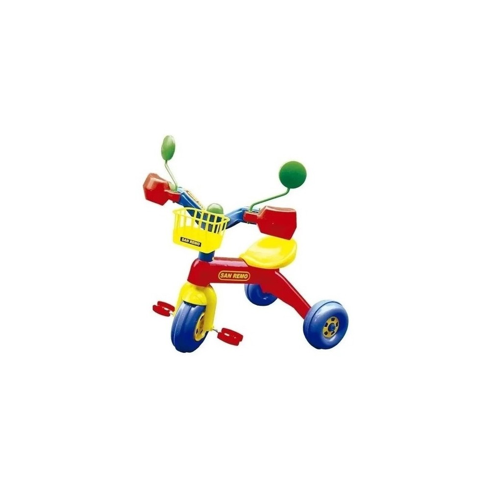 Triciclo Infantil Con Canasto Cubre Manos Espejo y Bocina San Remo
