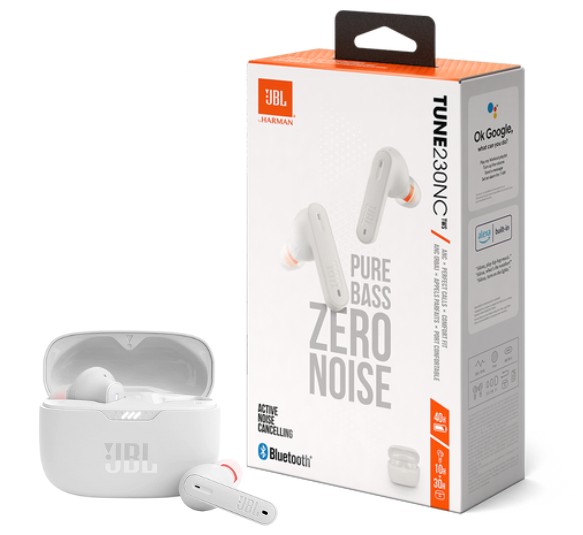 Auricular Inalámbrico JBL Tune 230NC TWS Bluetooth - Blanco (con  cancelación de ruido)