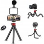 Kit Vlogger Vlog Tripode Flexible Con Microfono & Luz Led Para Celular Control Bluetooth AY-49H