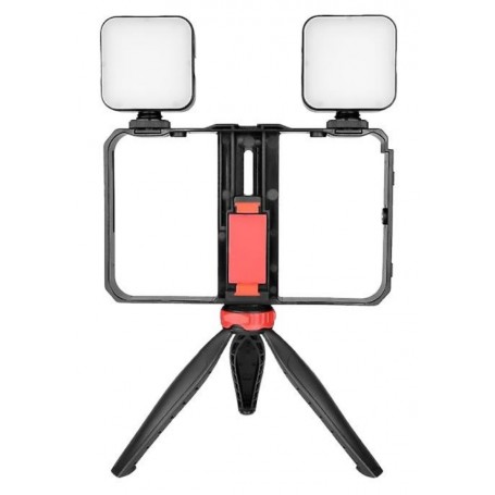 Kit Vlogger Vlog Tripode Con Microfono & Doble Luz Led Para Celular AY-49x