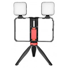 Kit Vlogger Vlog Tripode Con Microfono & Doble Luz Led Para Celular AY-49x