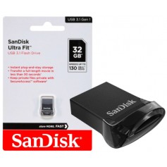 Pen Drive 32gb SanDisk Ultra Fit Usb 3.2 Gen 1 Flash Drive 130mb/s Estereo Autos SDCZ430-032G-G46