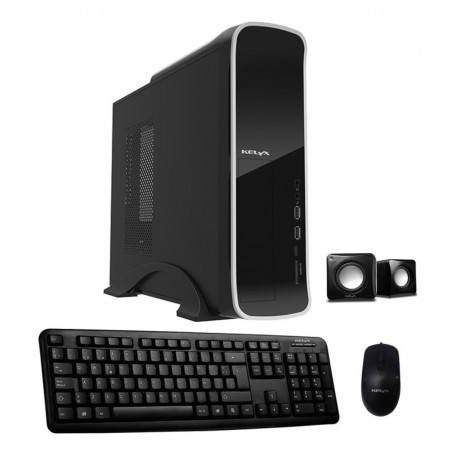 Gabinete Slim Kelyx Lc727-08a Con Fuente De Alimentacion + Kit De Mouse & Teclado