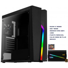 Pc Armada Gamer Ryzen 5 5600G SSD 480GB Memoria Ram DDR4 16GB Mother A320m-K Fuente Aerocool Cylon 500W 80 Plus Bronce