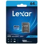Tarjeta De Memoria Micro SD Lexar 64GB 633X microSDXC UHS-I Clase 10 4K UHD A1 100mb/s Blue Series
