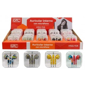 Auricular Con Cable Mini Plug Auxiliar 3.5mm Manos Libres GTC HSG-154 Diseños Varios