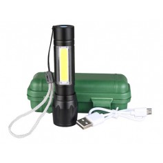 Mini Linterna Portatil Tactica COB Led Recargable Usb Zoom