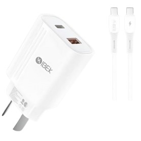 Cargador Ibek Cabezal USB USB-C Tipo-C 20w 6.1A Con Cable USB-C A USB-C IB-612