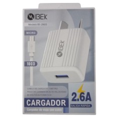 Cargador Para Celular Con Cable Micro USB V8 Ibek IB-2603
