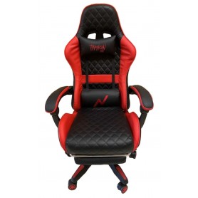 Silla Sillon Gamer Noga Typhon Butaca Pc Gaming Reclinable Con Apoya Pies Negro & Rojo