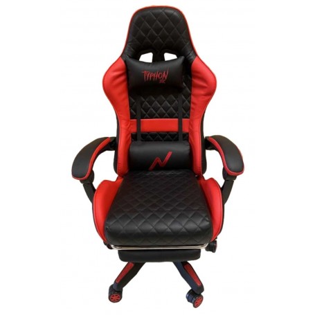 Silla Sillon Gamer Noga Typhon Butaca Pc Gaming Reclinable Con Apoya Pies Negro & Rojo