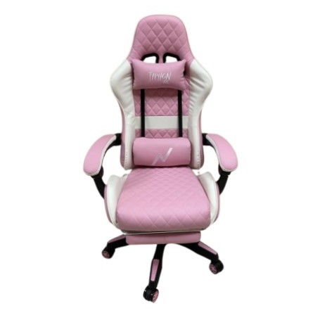 Silla Sillon Gamer Noga Typhon Butaca Pc Gaming Reclinable Con Apoya Pies Blanco & Rosa