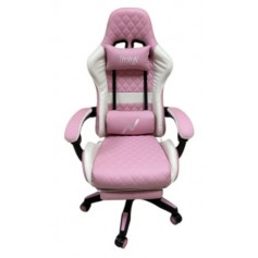 Silla Sillon Gamer Noga Typhon Butaca Pc Gaming Reclinable Con Apoya Pies Blanco & Rosa