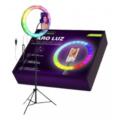 Aro Luz Led 26cm Rgb Color Calida Fria Celular Usb Selfie HBL-ARO01 + Tripode 2mts