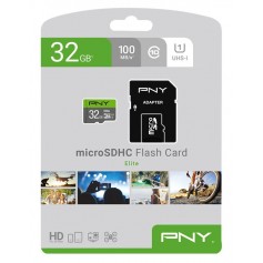 Tarjeta De Memoria Micro SD PNY P-SDU32GU185GW-GE Con Adaptador SD 32GB 100mb/s2 UHS-I