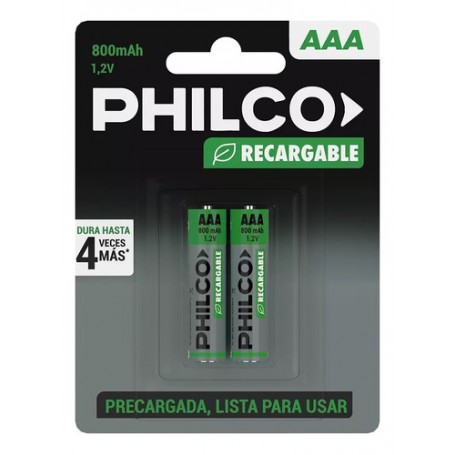 Pilas Recargables Philco AAA 800Mah Blister 2 Unidades
