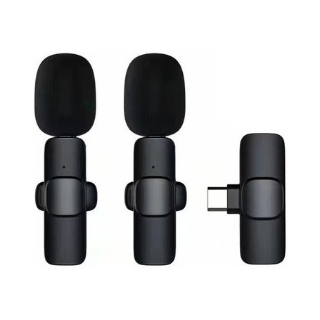 Microfono Corbatero Doble Inalambrico Periodista Streaming Android Type-C Tipo-C USB-C K9